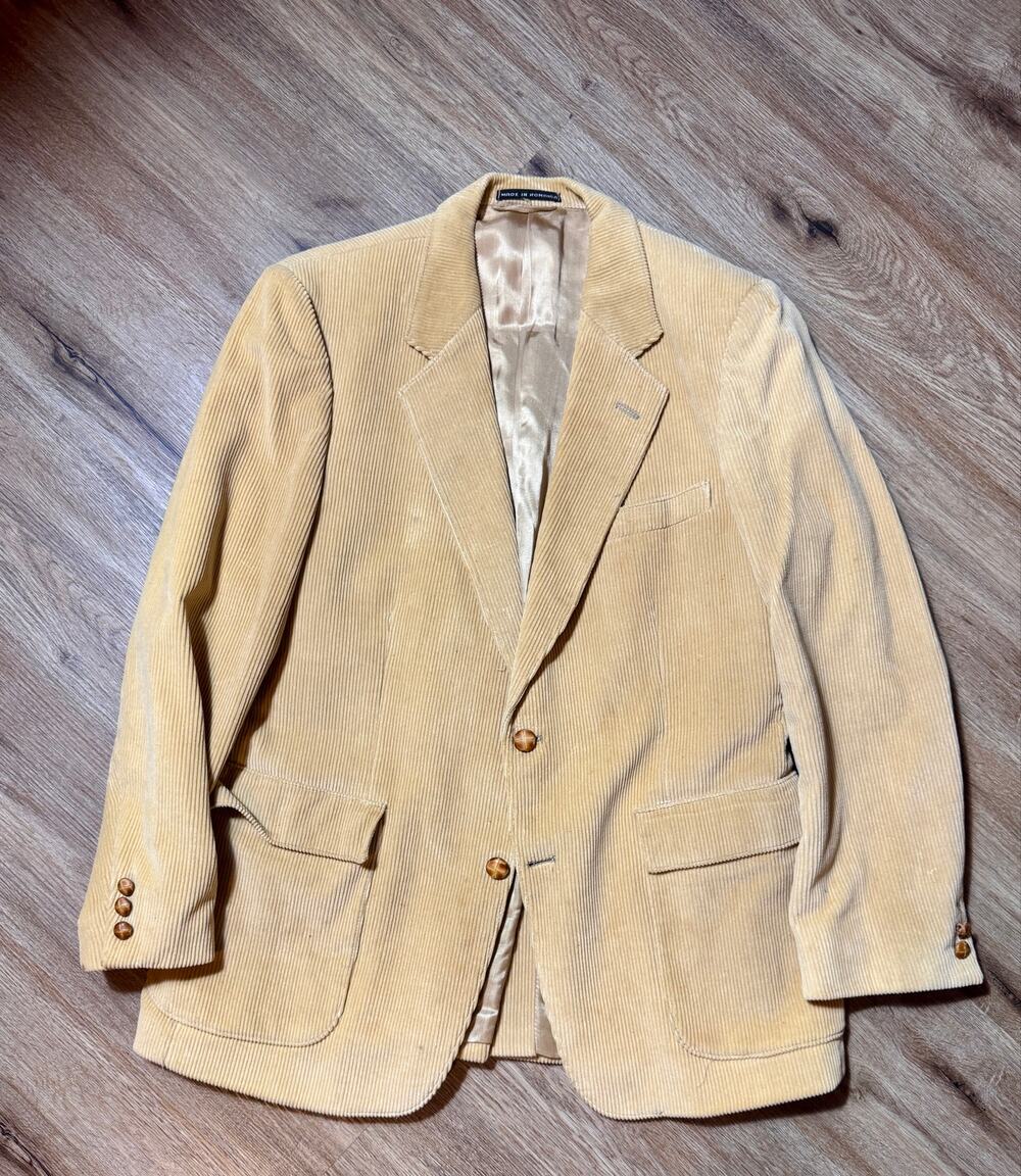 Vintage Sergio Valente 80s 90s Corduroy Blazer Sport Coat Tan Beige 42R